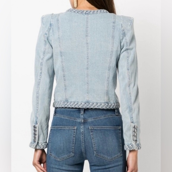 Veronica Beard Arrowe Glacier Blue Denim Jacket with Braided Trim Sz 00 - Picture 5 of 16